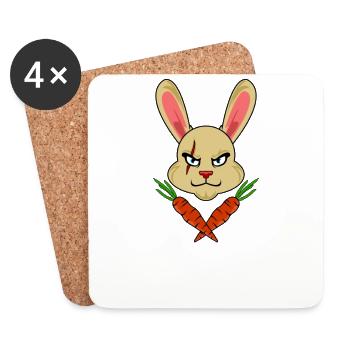 Schädel und Knochen BUNNY CARROTS GLÜCKLICHE Oster - Untersetzer (4er-Set) - Weiß - Vorne