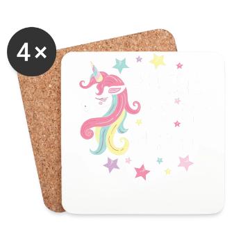 Cooles Einhorn Geschenk Glitzern Unicorn Magie - Untersetzer (4er-Set) - Weiß - Vorne