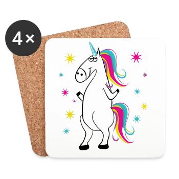 Einhorn - Licorne - Unicorn - Untersetzer (4er-Set) - Weiß - Vorne