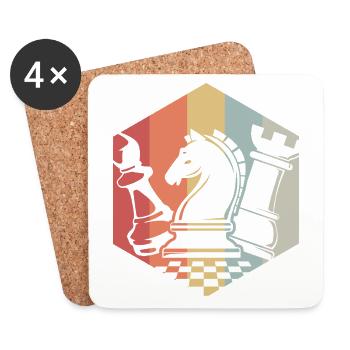 Retro Schach - Untersetzer (4er-Set) - Weiß - Vorne