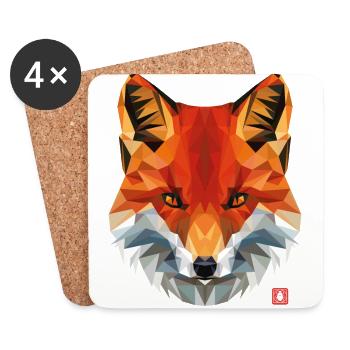 geometrischer Fuchs - Untersetzer (4er-Set) - Weiß - Vorne