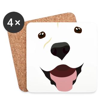 (Labrador Face) - Dessous de verre (lot de 4) - blanc - Devant