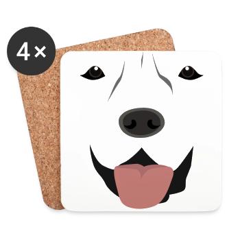 (Labrador Face) - Dessous de verre (lot de 4) - blanc - Devant