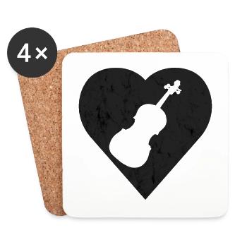 Violine im Herzen - Untersetzer (4er-Set) - Weiß - Vorne