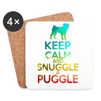 Keep calm and cuddle a puggle - Coasters (set of 4) - white - Front