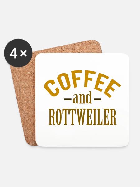 Coffe und Rottweilers - Untersetzer (4er-Set) - Weiß