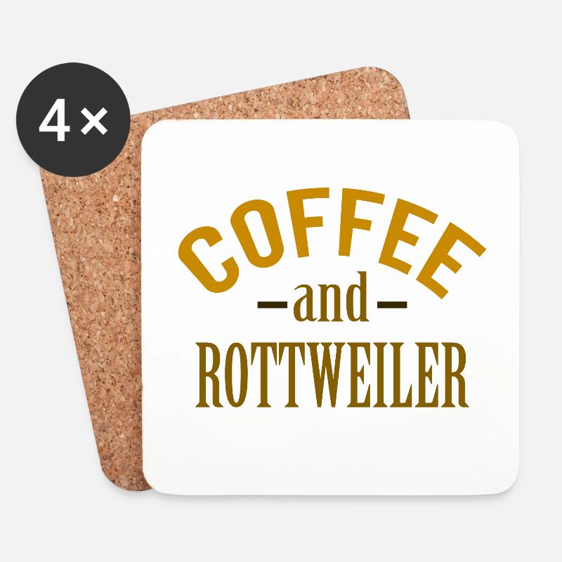 Coffe und Rottweilers - Untersetzer (4er-Set) - Weiß