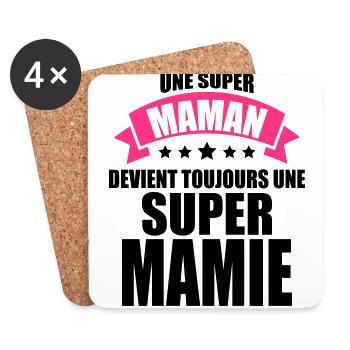 une super maman devient toujours une super mamie - Dessous de verre (lot de 4) - blanc - Devant