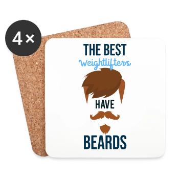 Les meilleurs haltérophiles ont des barbes - Dessous de verre (lot de 4) - blanc - Devant