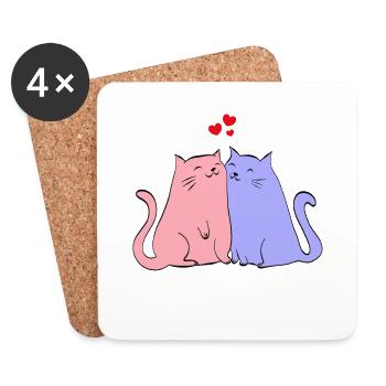 Katzen - Untersetzer (4er-Set) - Weiß - Vorne