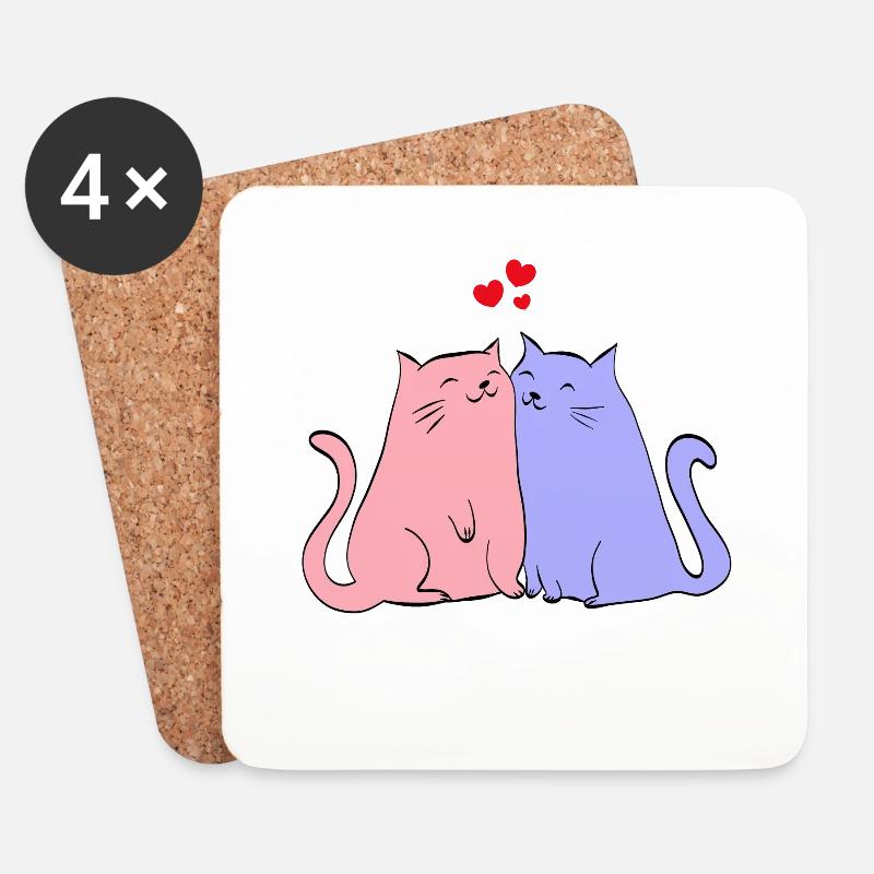 Katzen - Untersetzer (4er-Set) - Weiß