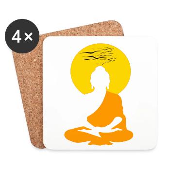 Yoga Méditation Bouddha - Dessous de verre (lot de 4) - blanc - Devant