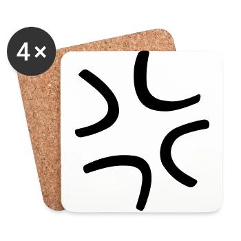 Anime Aderkreuz - Wut - Ärger - Untersetzer (4er-Set) - Weiß - Vorne