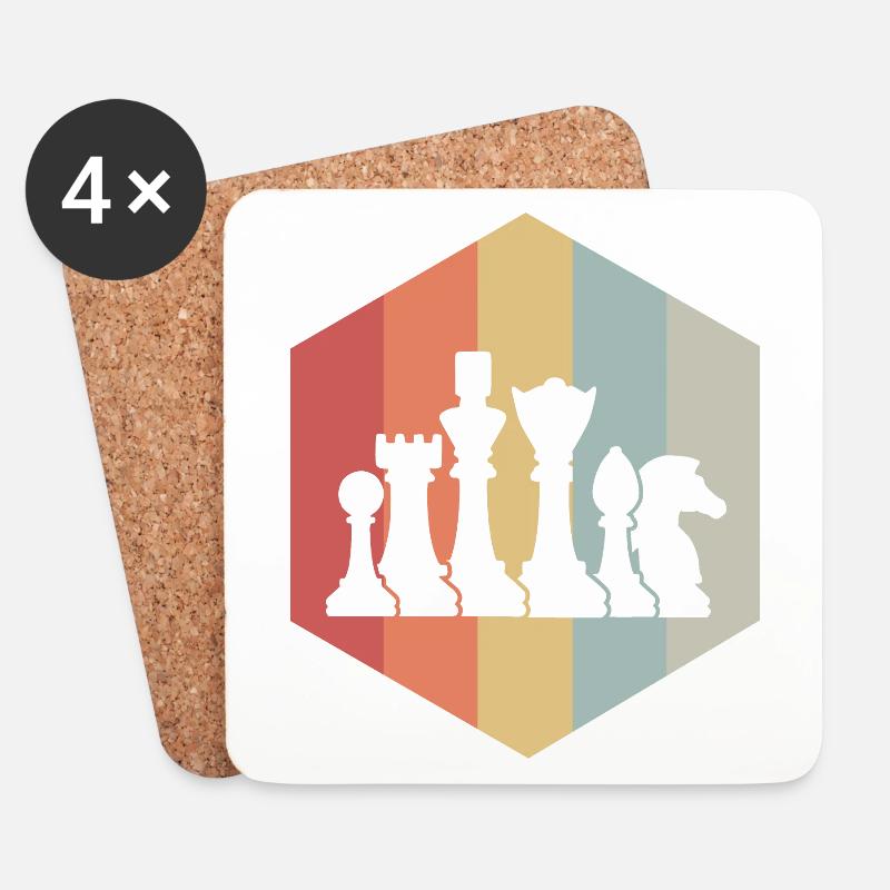 Schach - Untersetzer (4er-Set) - Weiß
