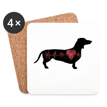 Shorthair Dachshund Heart Diagram (0131) - Coasters (set of 4) - white - Front