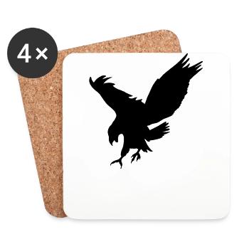 Der schwarze Adler - Untersetzer (4er-Set) - Weiß - Vorne