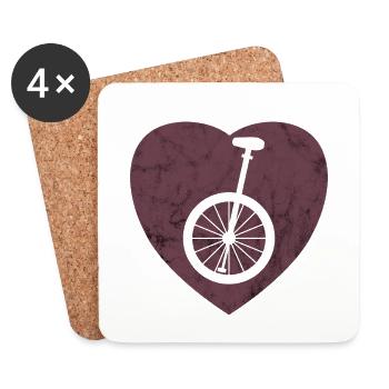 Monocycle dans le coeur Violet - Dessous de verre (lot de 4) - blanc - Devant