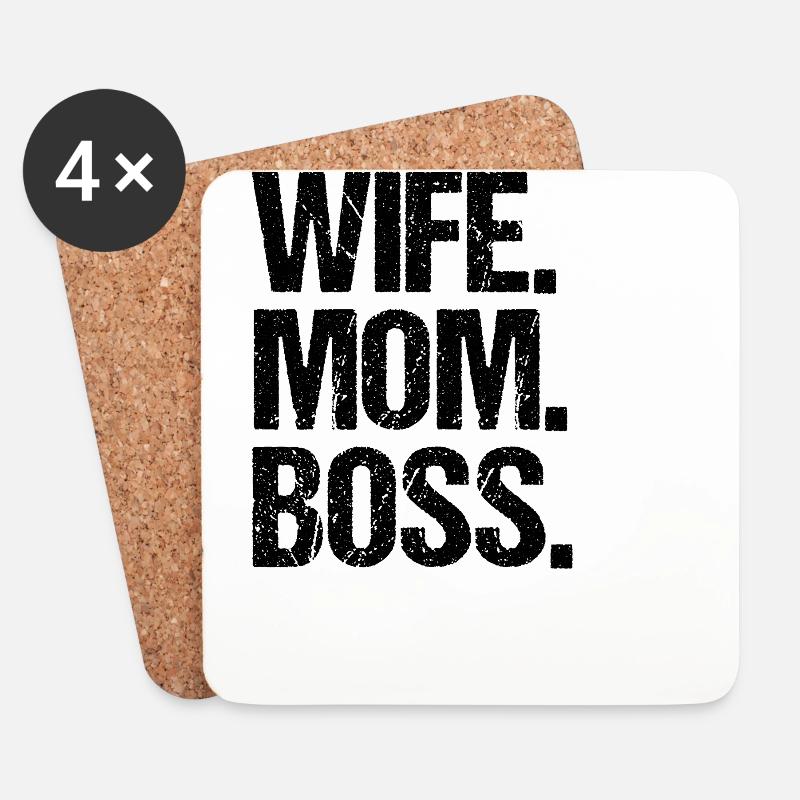 Wife Mom Boss - Untersetzer (4er-Set) - Weiß