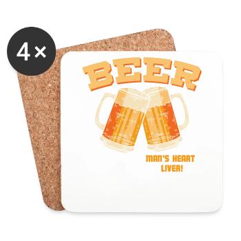 Funny beer gift beer man heart liver - Coasters (set of 4) - white - Front