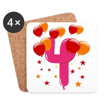 4th birthday 4 years - Coasters (set of 4) - white - Front