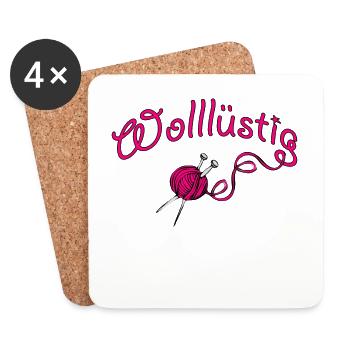 Stricken Wollllüstig Wolllust Geschenk Wolle - Untersetzer (4er-Set) - Weiß - Vorne