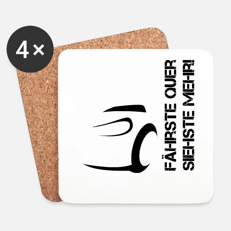 Fährste quer, siehste mehr black - Untersetzer (4er-Set) - Weiß