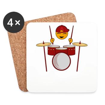 Funny emoji drummer design - Coasters (set of 4) - white - Front