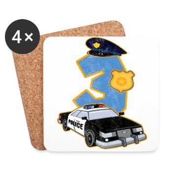 Enfant officier de police cadeau de 3 ans - Dessous de verre (lot de 4) - blanc - Devant