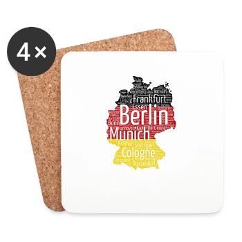 (German map) - Coasters (set of 4) - white - Front