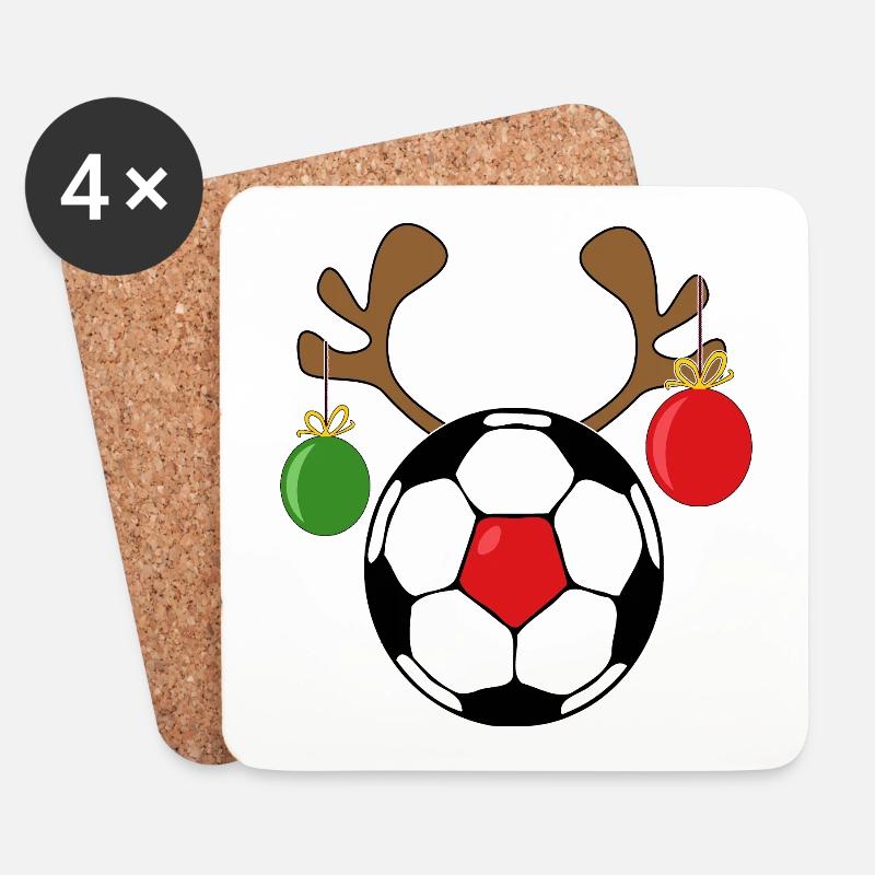 Weihnachten Fußball Geschenk Geweih Heiligabend - Untersetzer (4er-Set) - Weiß
