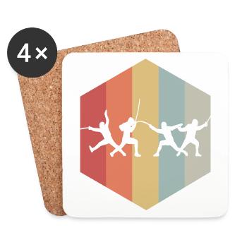 Retro Fencing Gift Degen Duel sword fight - Coasters (set of 4) - white - Front