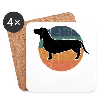 Amour de chien de race de cadeau de teckel vintage - Dessous de verre (lot de 4) - blanc - Devant