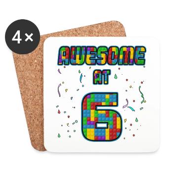 Great with 6 year gift 6th birthday - Coasters (set of 4) - white - Front