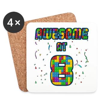 Great with 8 year gift 8th birthday - Coasters (set of 4) - white - Front