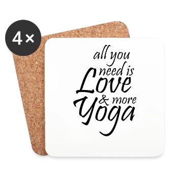 Tout ce dont vous avez besoin, c'est d'amour et plus de yoga, cadeau - Dessous de verre (lot de 4) - blanc - Devant