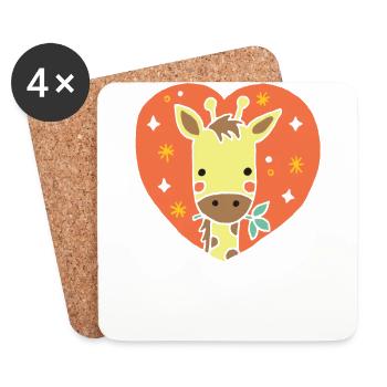 Giraffe Heart Gift Girafe Heart - Coasters (set of 4) - white - Front