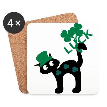 Luck kitty cat st.patty's day - Coasters (set of 4) - white - Front