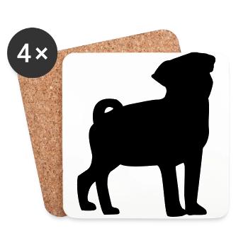 Mops - Untersetzer (4er-Set) - Weiß - Vorne