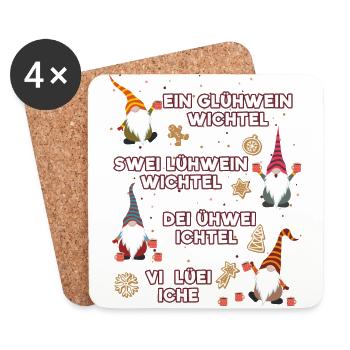 Glühwein Wichtel - Untersetzer (4er-Set) - Weiß - Vorne