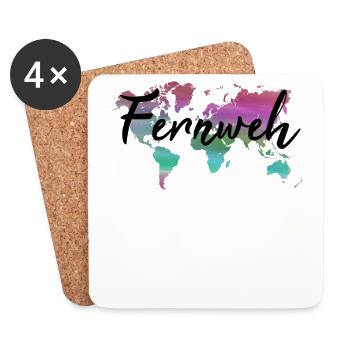 Fernweh Weltkarte Geschenk Backpacker Nomade Reise - Untersetzer (4er-Set) - Weiß - Vorne