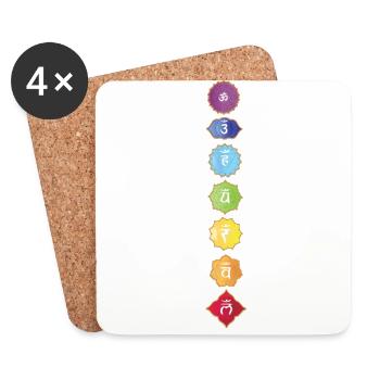Tee-shirt chakras couleurs et signes spirituels - Dessous de verre (lot de 4) - blanc - Devant