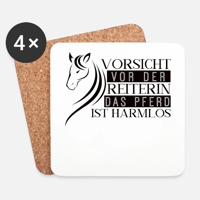 Lustiges Pferde Geschenk Reiterin Pferd harmlos - Untersetzer (4er-Set) - Weiß