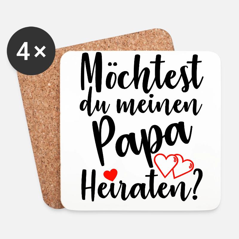 Möchtest du meinen Papa Heiraten? Heiratsantrag - Untersetzer (4er-Set) - Weiß