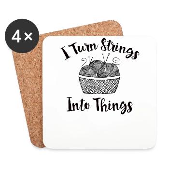 Funny Knitted Shirt Gift Things Balls of Wool - Coasters (set of 4) - white - Front