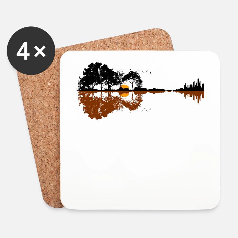 Gitarre - Untersetzer (4er-Set) - Weiß