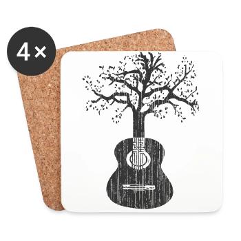 Arbre de guitare - Dessous de verre (lot de 4) - blanc - Devant