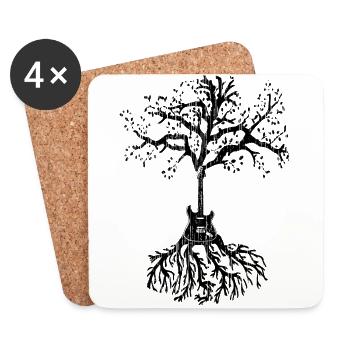 Arbre de guitare - Dessous de verre (lot de 4) - blanc - Devant