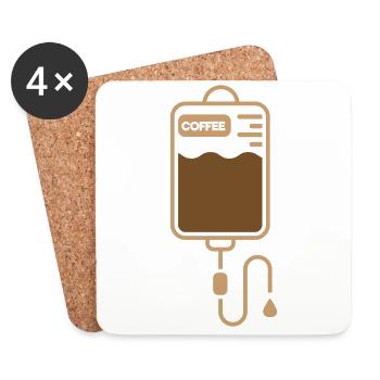 Kaffee Tshirt - Kaffeeinfusion - Kaffee junkie - Untersetzer (4er-Set) - Weiß - Vorne