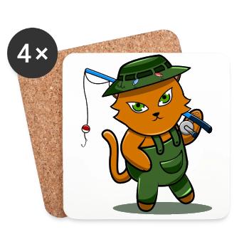 Angler Sport Fisherman Fisherman Cat Gift - Coasters (set of 4) - white - Front