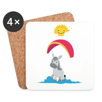Un âne vole le parapente - Dessous de verre (lot de 4) - blanc - Devant